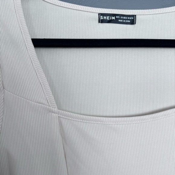 Shein Long Sleeve Ribbed Body Con Dress - Large in Cream - Picture 2 of 6